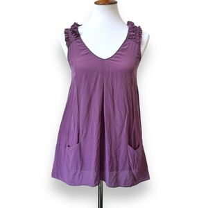 🍀Rebecca Taylor Womens Blouse Tank Purple Sleeveless Silk Pockets Lightweight 0